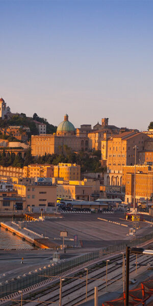 View of the port and city center of Ancona, Italy